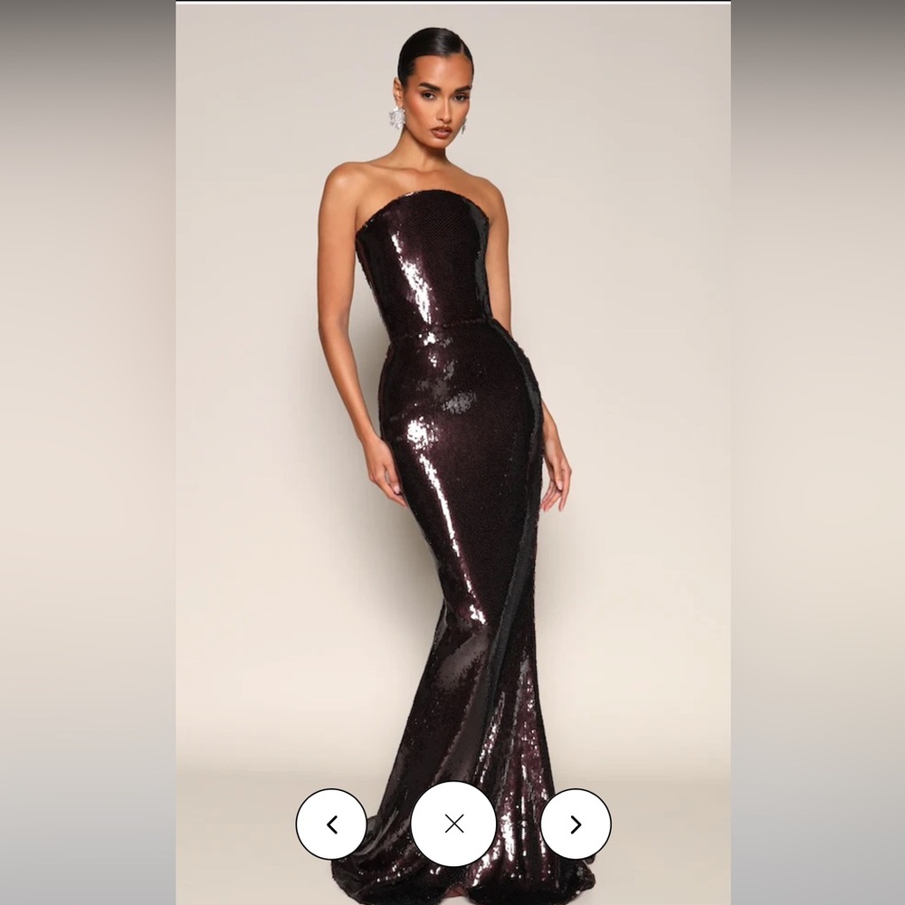 Strapless Sequin Maxi Gown in Deep Brown